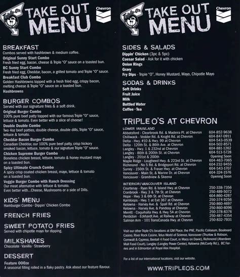 triple o's hope|triple o's menu pdf.